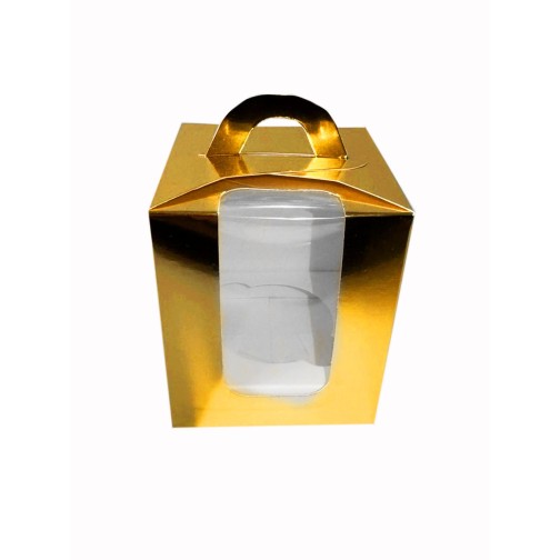 Коробка на 1 капкейк золота з віконцем, 110*90*90