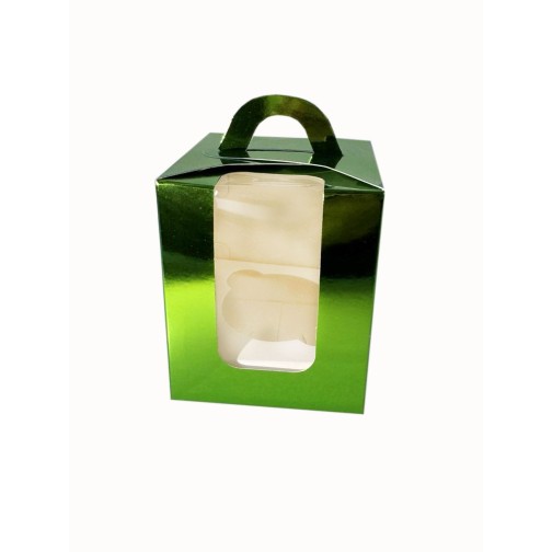 Коробка на 1 капкейк зелена з віконцем, 110*90*90