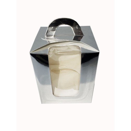 Коробка на 1 капкейк срібло з віконцем, 110*90*90