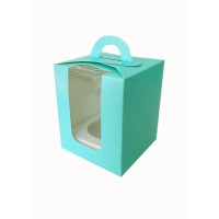Коробка на 1 капкейк м'ятна з вікном і ложементом, 90*90*110