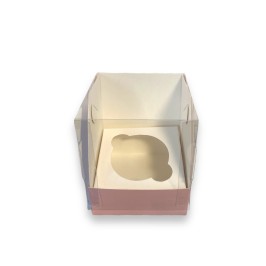Коробка для 1 капкейка Акваріум рожева, 90*90*110мм