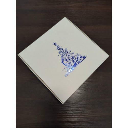 Коробка "Ялинка" з синім тисненням, 200*200*50