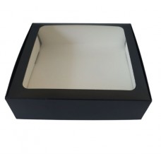 Коробка "Чорна" для макаронс, печива, біжутерії з віконцем, 200*200*50