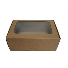 Коробка для макаронс на 8 шт, еклерів із вікном "Крафт", 140*100*53
