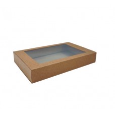 Коробка для еклерів із крафтового картону з віконцем, 240*150*42