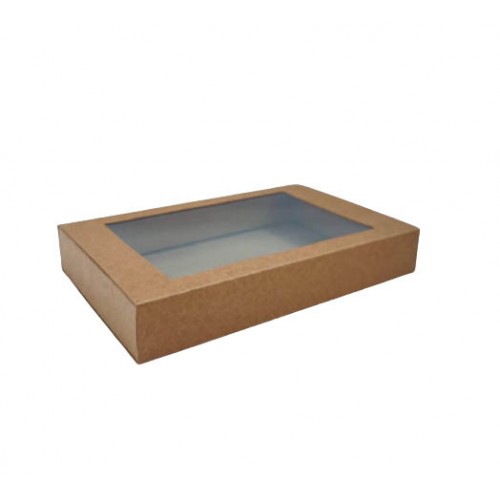 Коробка для еклерів із крафтового картону з віконцем, 240*150*42
