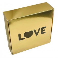 Коробка для макаронс, зефіру "Love" золото, 150*150*50