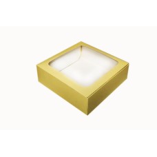 Коробка для макаронс, еклерів "Жовта" з віконцем, 150*150*50