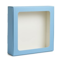 Коробка для 24 макаронс з віконцем блакитна, 200*200*50