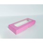 Коробка для пряників із вікном «рожева в білий горошок», 220*90*30