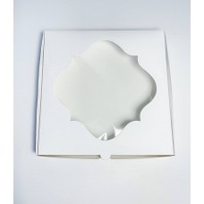 Коробка для печива біла з фігурним віконечком, 150*150*30