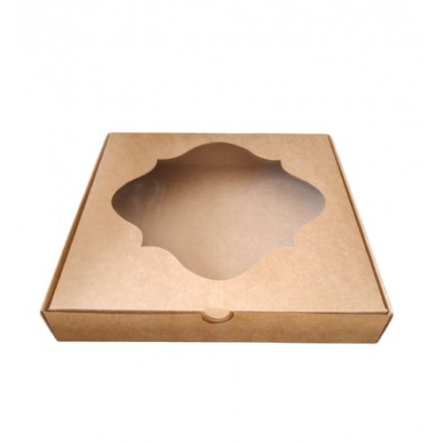 Коробка для пряників, печива "Крафт" з фігурним вікном, 150*150*30