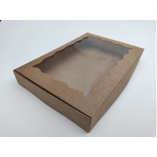 Коробка для пряників крафт (вікно хвиля), 220*150*30