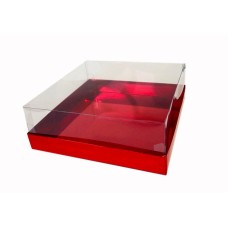 Коробка "Акваріум" для калача червона, 250*250*70мм