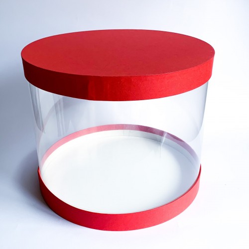 Коробка "Тубус" червона для мусових тортів, 305*250
