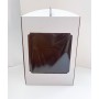 Коробка для торта біла із мікрогофри з квадратним вікном, 300*300*400