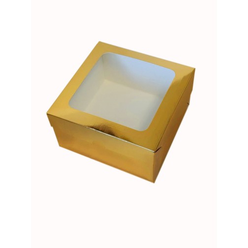 Коробка з вікном "Золото" для бенто-тортів, кексів, 160*160*90мм