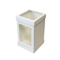 Коробка для торта, пасхи з вікном і прозорою кришкою з трьох частин, 150*150*250