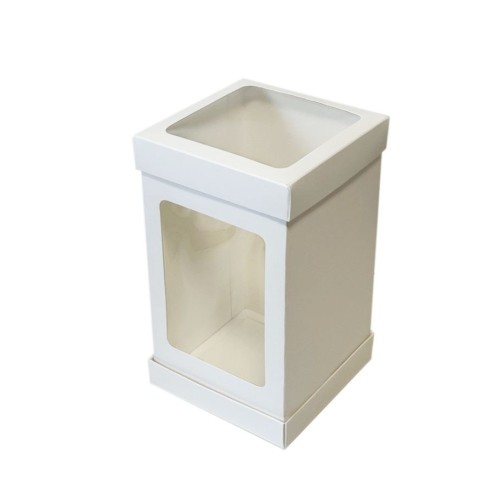 Коробка для торта, пасхи з вікном і прозорою кришкою з трьох частин, 150*150*250