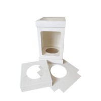 Коробка для торта, пасхи з вікном і прозорою кришкою з трьох частин, 150*150*250