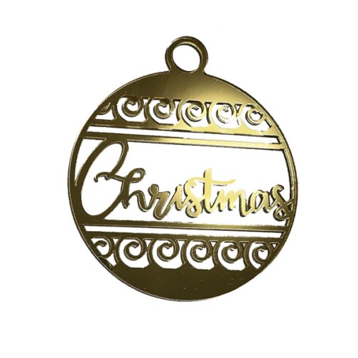 Золота акрилова прикраса на ялинку "Christmas", 110*130мм