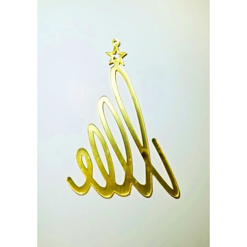 Золота акрилова прикраса на ялинку "Ялинка 1", 100*70мм