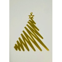 Золота акрилова прикраса на ялинку "Ялинка 3", 100*70мм