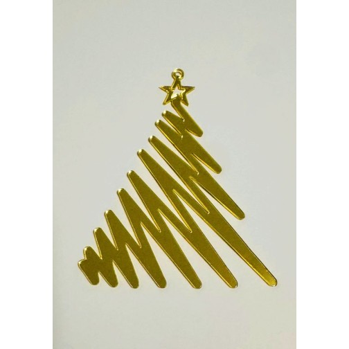 Золота акрилова прикраса на ялинку "Ялинка 3", 100*70мм