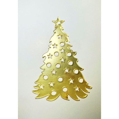 Золота акрилова прикраса на ялинку "Ялинка 4", 100*70мм