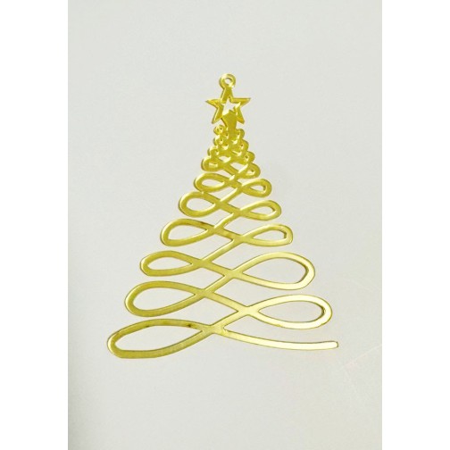Золота акрилова прикраса на ялинку "Ялинка 5", 100*70мм